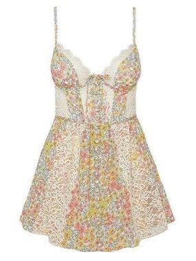 For Love and Lemons Floral Lace Babydoll Dress - Multicolor